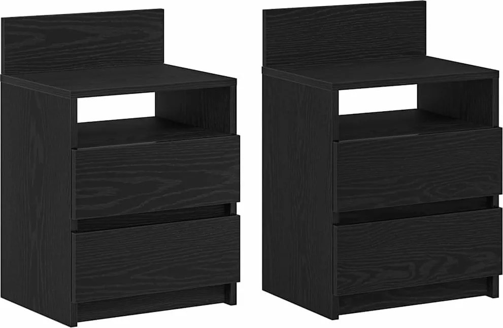 vidaXL 2 db fekete éjjeliszekrény 2 fiókkal 40x33x60 cm