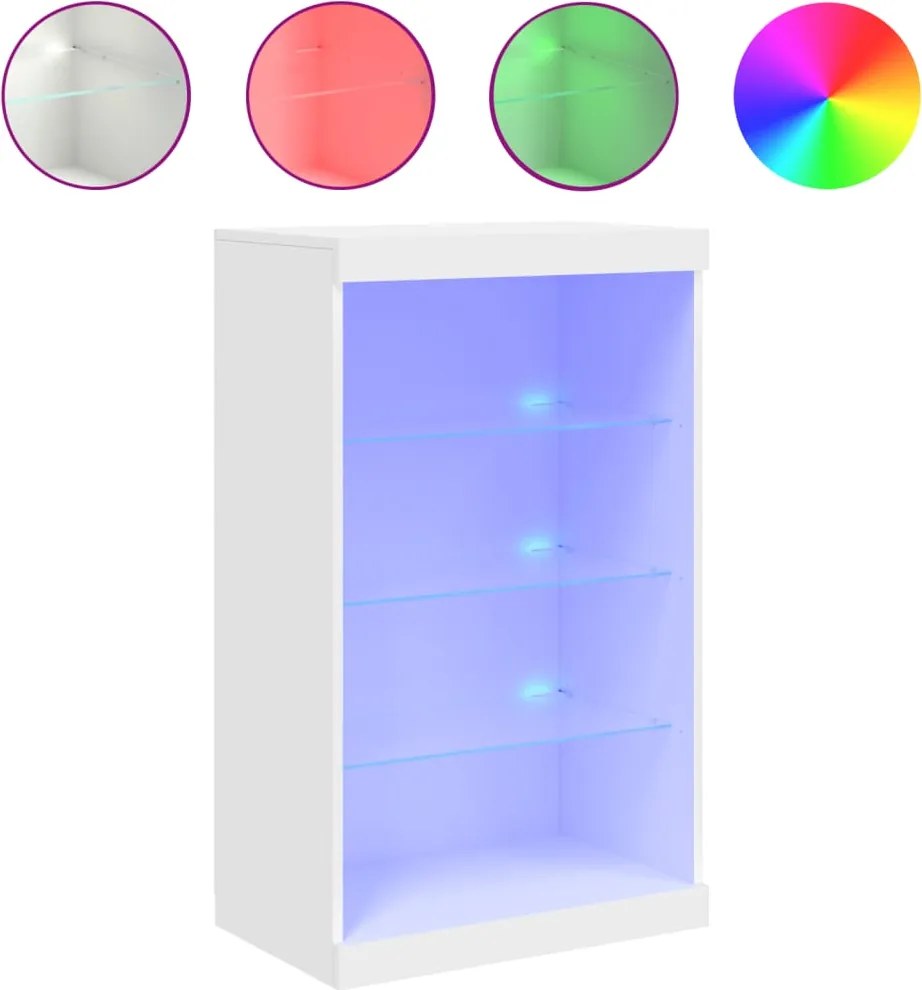vidaXL fehér tálalószekrény LED-világítással 60,5 x 37 x 100 cm