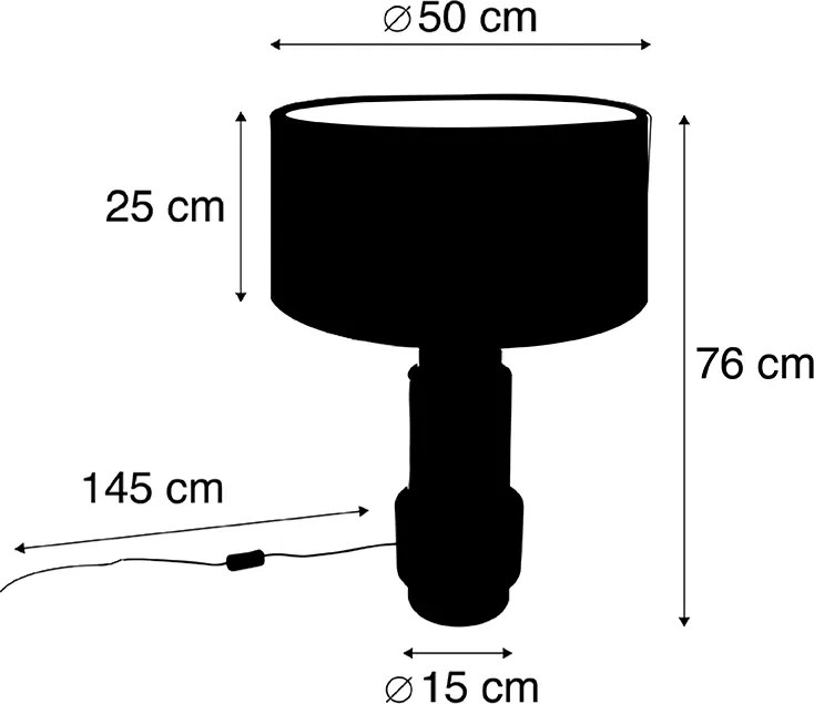 Art Deco asztali lámpa bronz bársony árnyékolóval zölddel és arannyal 50 cm - Bruut