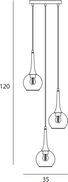ITALUX PND-42361-3A-BRO-AMB FAVERA Többágú Függesztett Lámpa E27 IP20