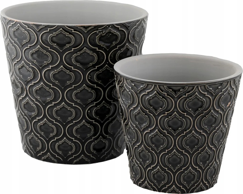 Donic Svart kerámia virágtartó szett, fekete