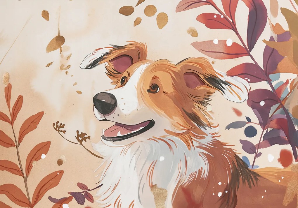 Poszter 100x70cm Collie Őszi évszak