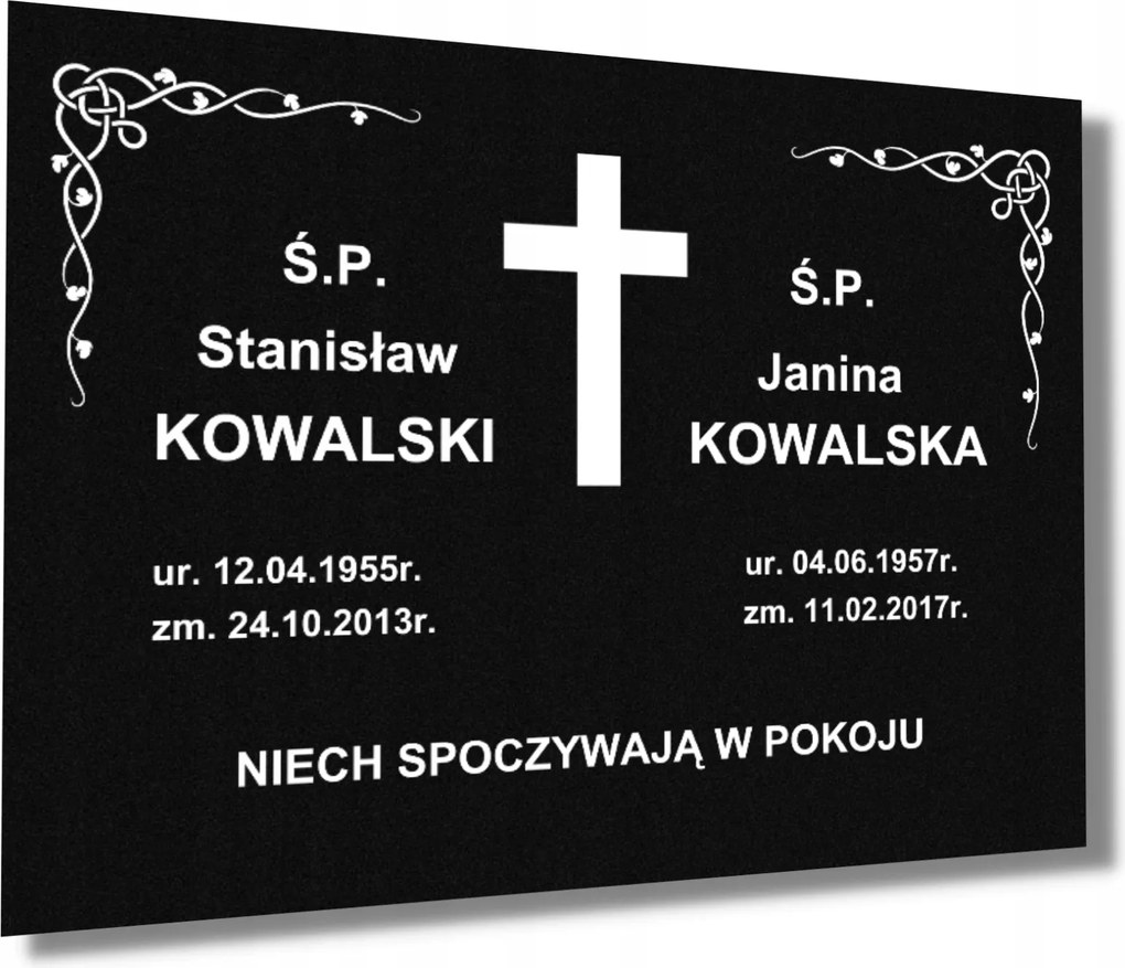 Sírkőtábla Alumínium mintás 40X30CM Fekete Matt Nagy 1-4 Ft