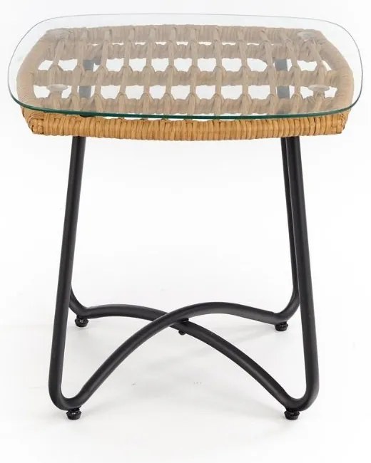 Indira dohányzóasztal, rattan / fekete