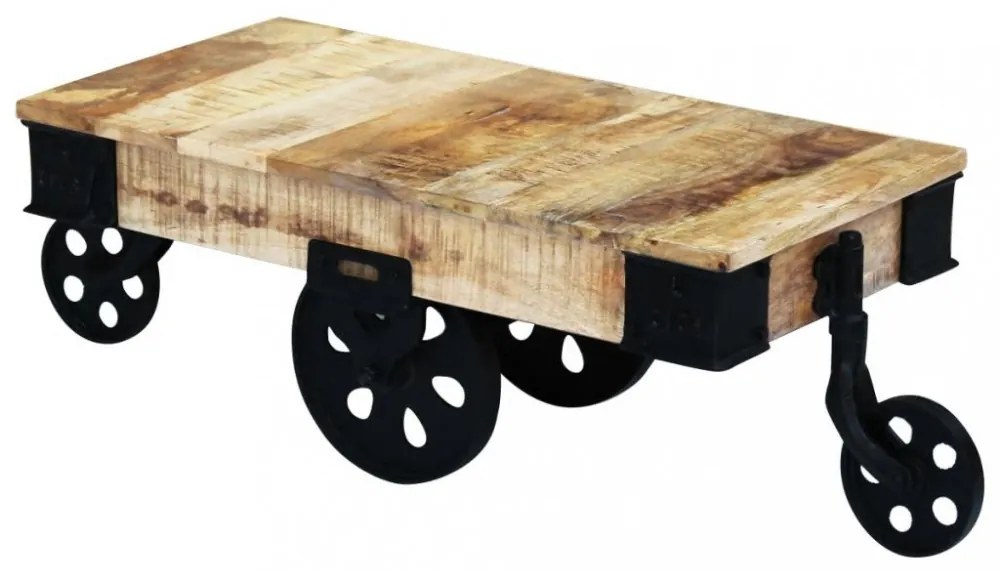 vidaXL mangófa dohányzóasztal kerekekkel