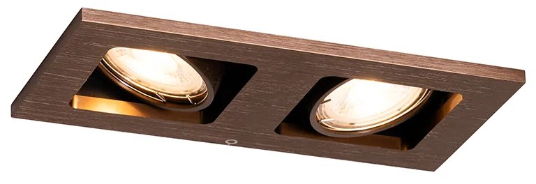 Beépített reflektor sötét bronz négyszögletes 2-lámpás dönthető és forgatható - Qure