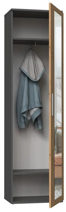 Riano Mix Duo tükrös szekrény, 50x180x35 cm, antracit-tölgy