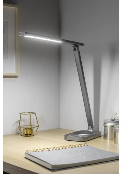Lámpa Asztali BRESSI 8W, 450lm, AC220-240V, 3-CCT, Wireless töltő, USB, PF>0,5, RA>80, szürke