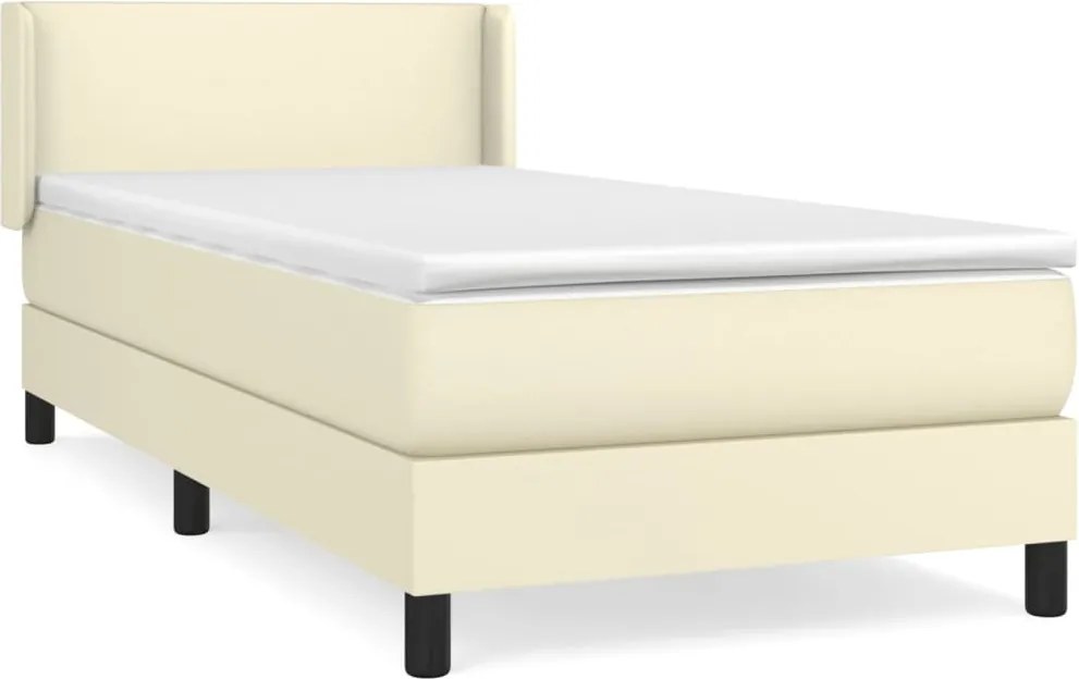vidaXL krémszínű műbőr rugós ágy matraccal 100 x 200 cm