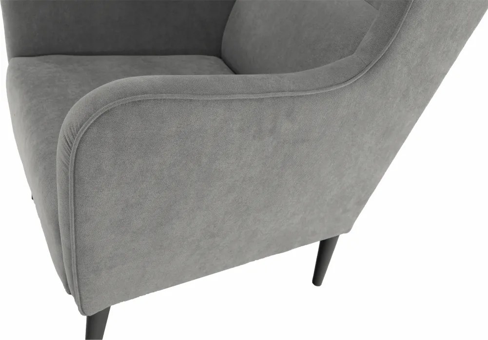 Kényelmes fotel, szürke/fekete, BREDLY