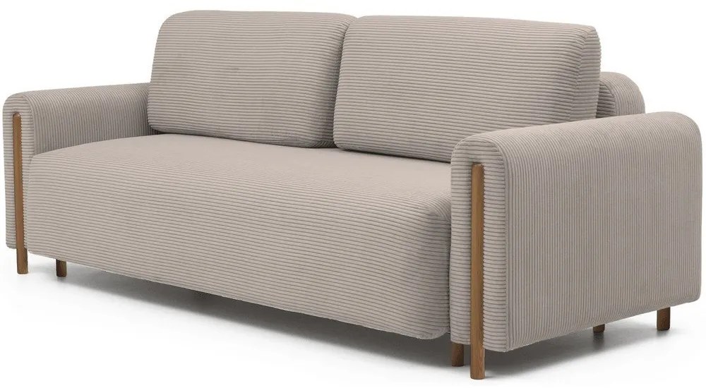 Világosbarna kordbársony kinyitható-tárolóhelyes kanapé 244 cm Arcadova – ELTAP