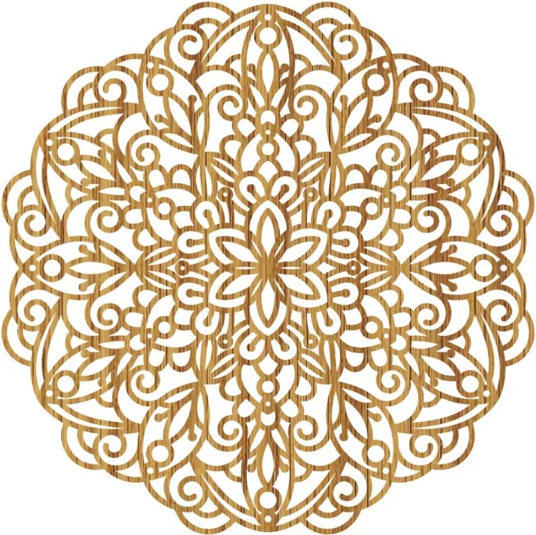 Fából készült mandala falra, virágdíszítéssel | MELLANY