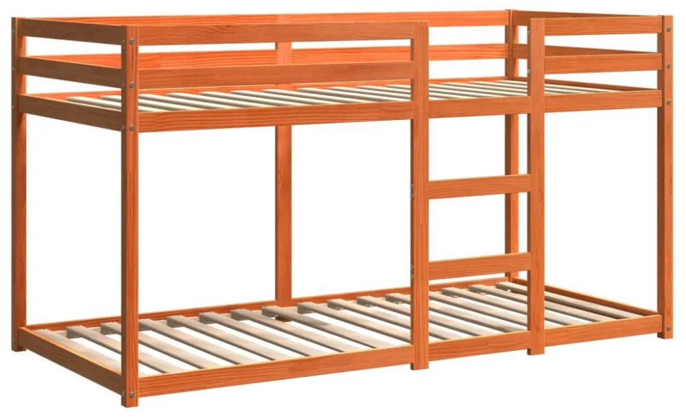 viaszbarna tömör fenyőfa emeletes ágy 75 x 190 cm