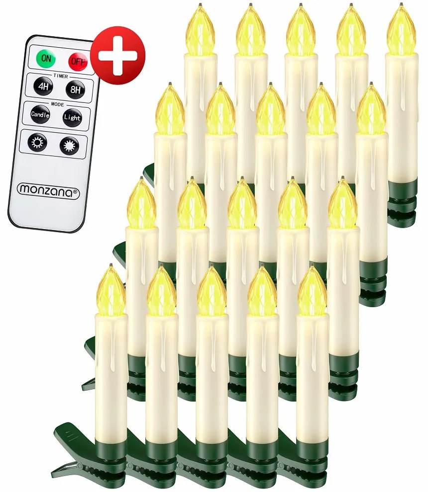 Monzana CANDLE gyertyák karácsonyfára, 20db, 10,5cm, meleg fehér