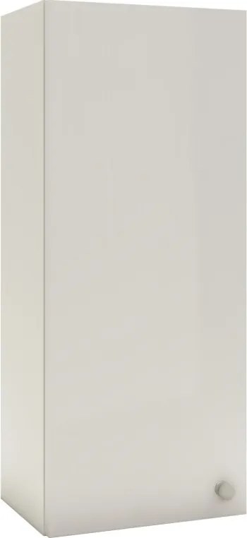 Zaria 1 ajtós fali fürdőszobai szekrény, Fényes fehér / Fehér, MDF, 30 x 22 x 72 cm
