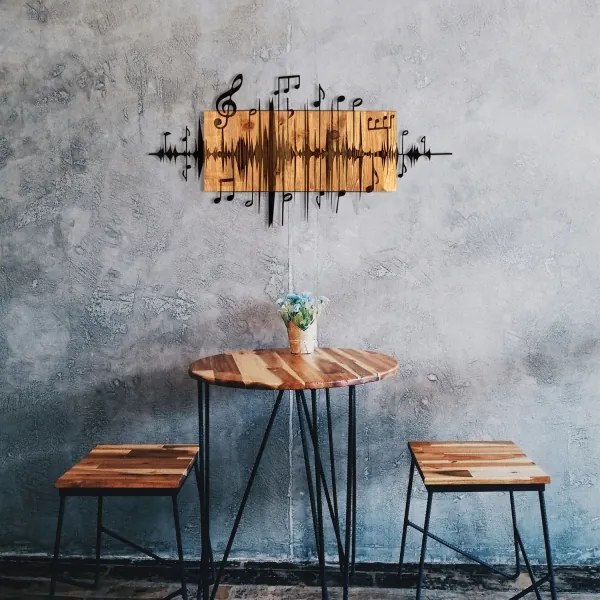 Fali dekoráció 90x47 cm jegyzetek fa/fém