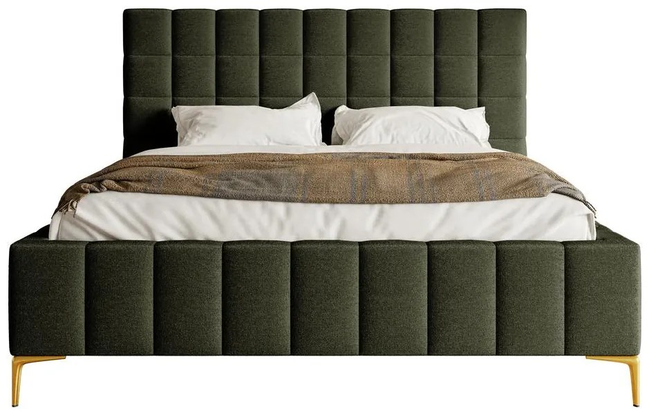 Franciaágy 180 cm Sheldona 180 (ágyráccsal) (tárolóhellyel) (oliva + arany). Akció -15%. 1099756