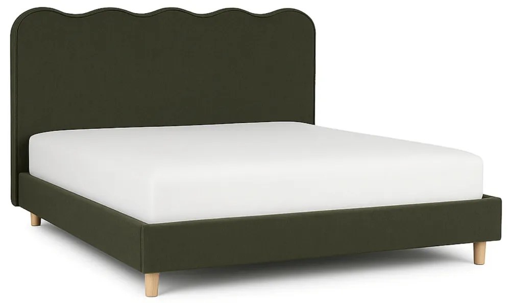 Kárpitozott Franciaágy Zöld Színben. 160x200 IZMIR