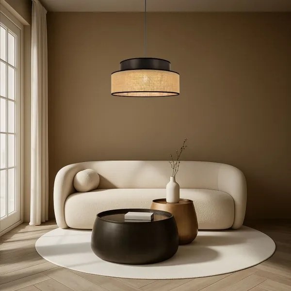 Csillár zsinóron BOHO 1xE27/60W/230V átm. 40 cm barna/bézs