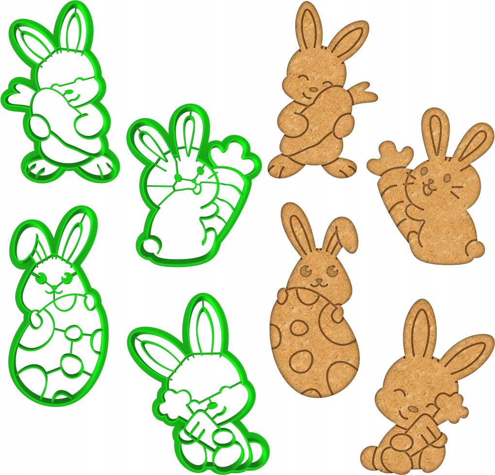 4x Húsvéti mézeskalács formák Húsvéti nyuszi szett XL 4db