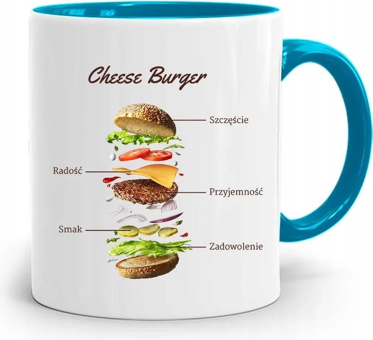 Kék Bögre Szakácsnak Cheese Burger Ajándék fényképes nyomtatással