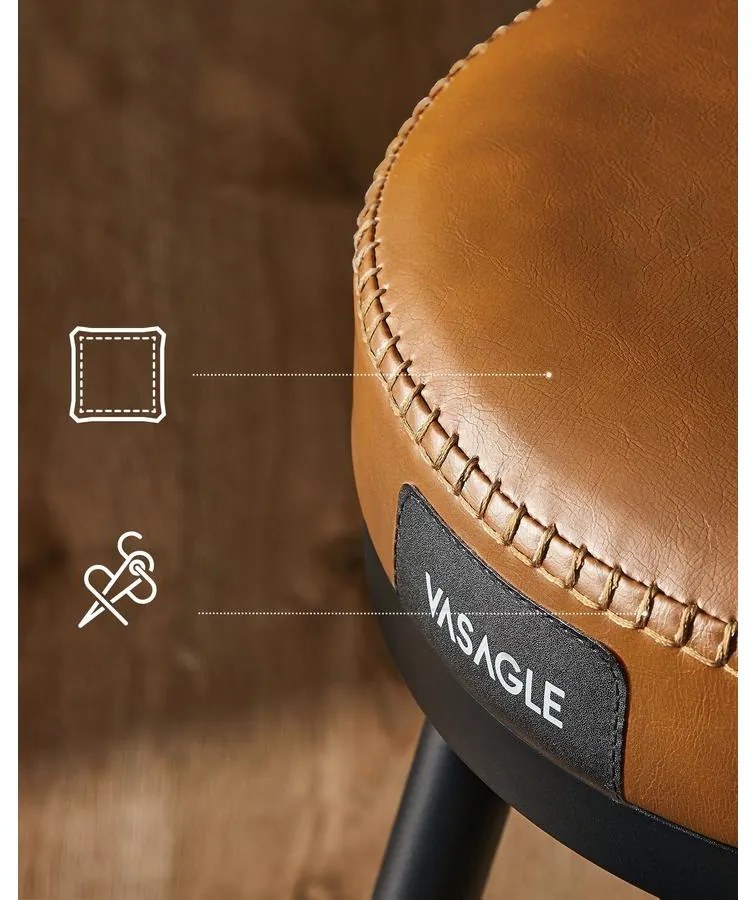 EKHO kollekció - Bárszékek 2 db forgó bárszék háttámlával műbőr varrással, karamellbarna