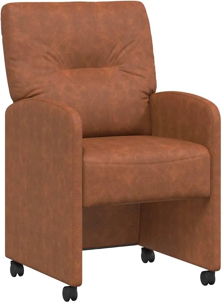 vidaXL Kerekes Étkező Székek 2 pcs Barna 57 x 67 x 95 cm Műbőr