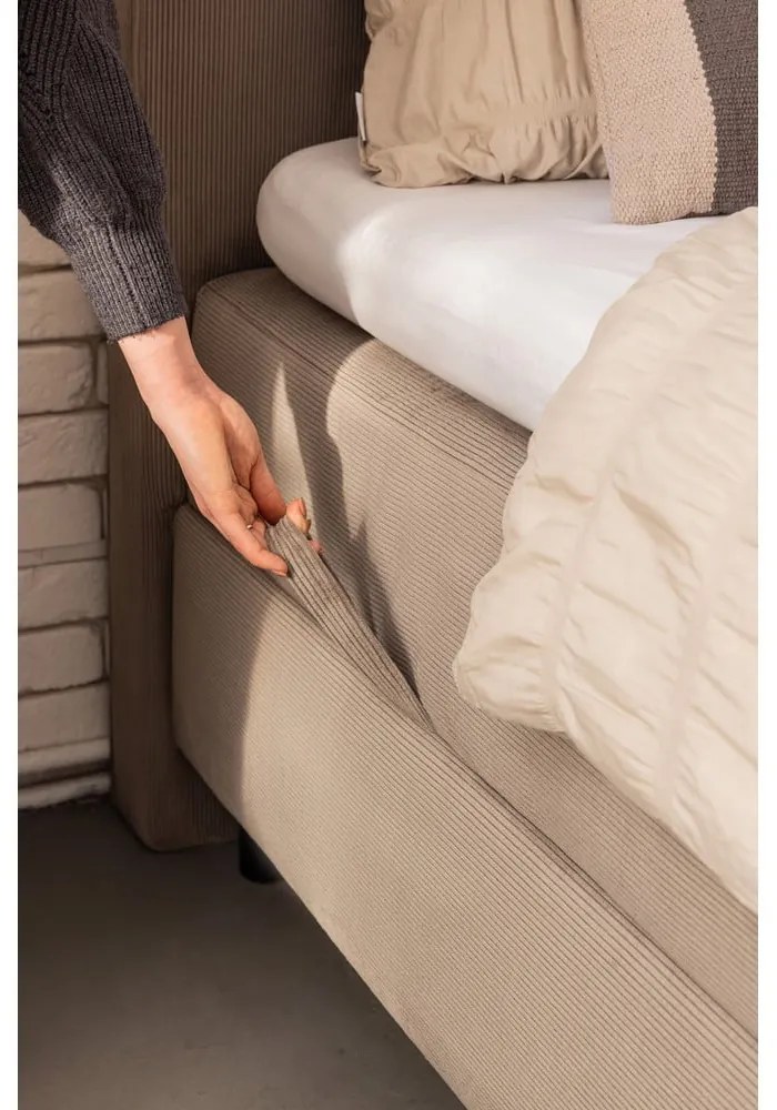 Szürkésbarna ágyneműtartós boxspring ágy 160x200 cm Elva Bold – Bonami Selection