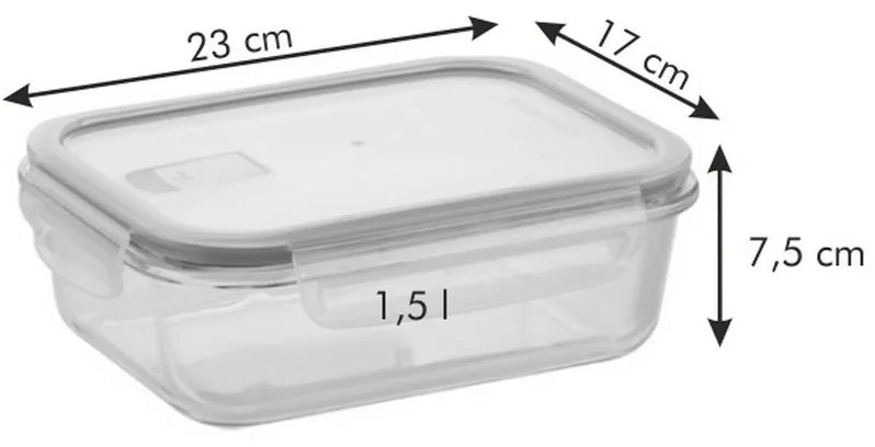 Tescoma FRESHBOX GLASS ételtároló 1,5 l , téglalap, 1,5 l
