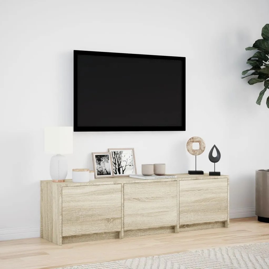 sonoma tölgy színű szerelt fa LED-es TV-szekrény 140x34x40 cm