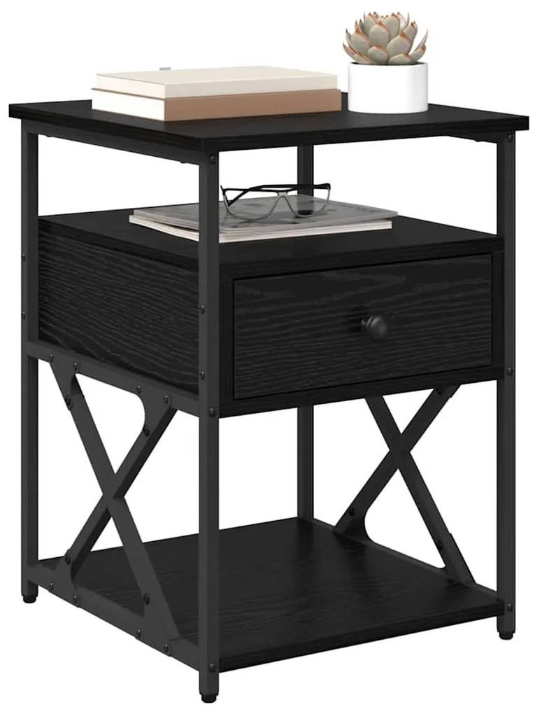 Éjjeliszekrény 2 pcs Musta tammi 40 x 42 x 55 cm Faanyag