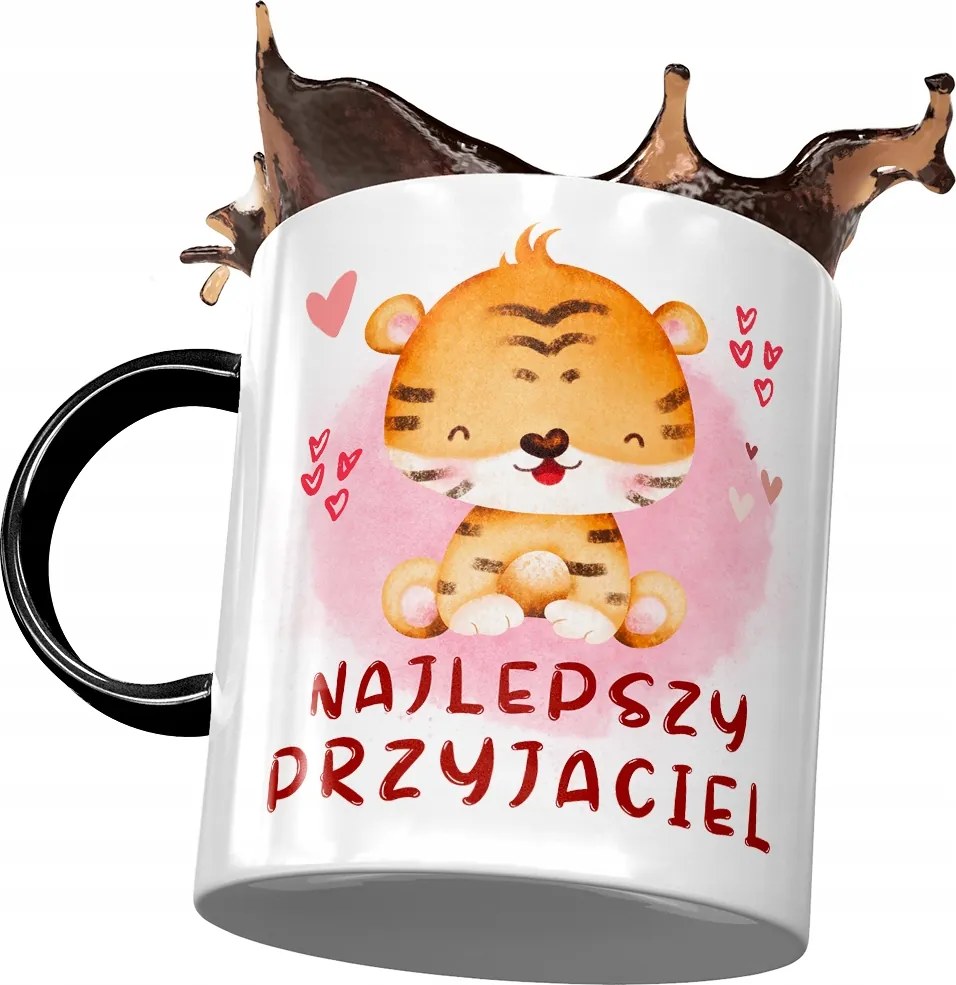 Fekete Bögre Tigris Édes Ajándék Nyomtatott Fotóval