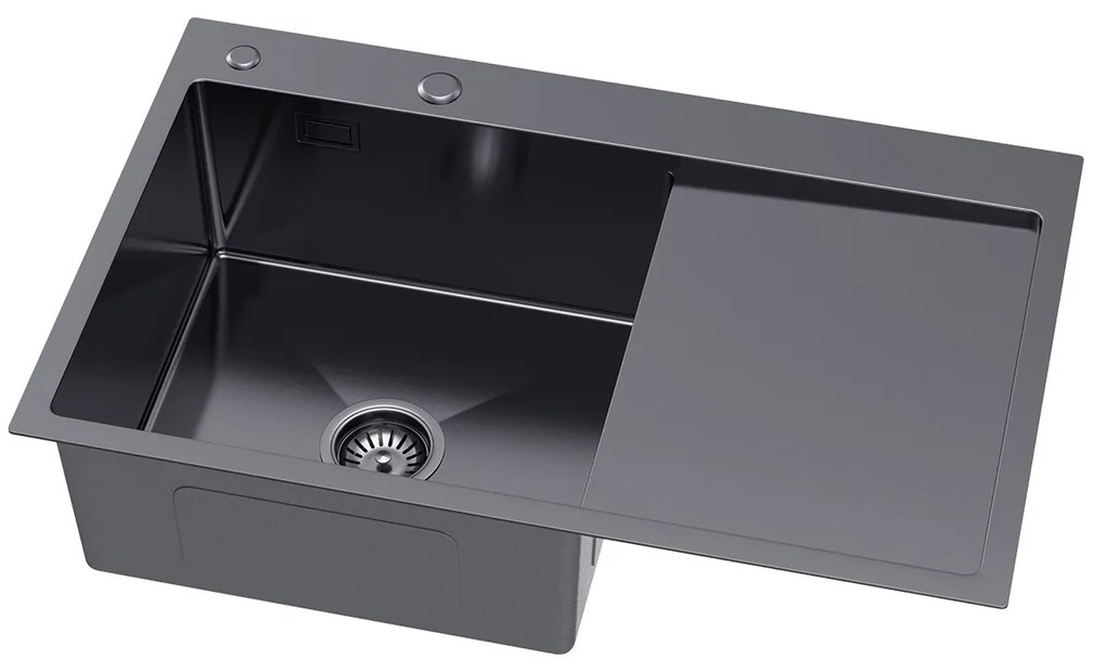 Erga HD, 1 kamrás acél mosogató 780x490x210 mm, bal, grafit, ERG-MLS-HD7849LB