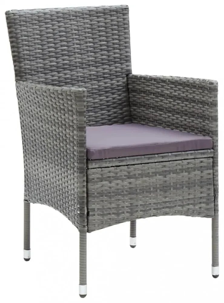 vidaXL 7 részes szürke polyrattan kerti étkezőgarnitúra párnákkal
