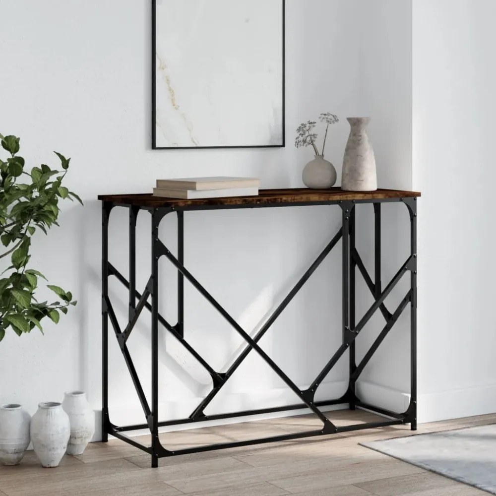 füstös tölgyszínű szerelt fa tálalóasztal 100x40x80 cm