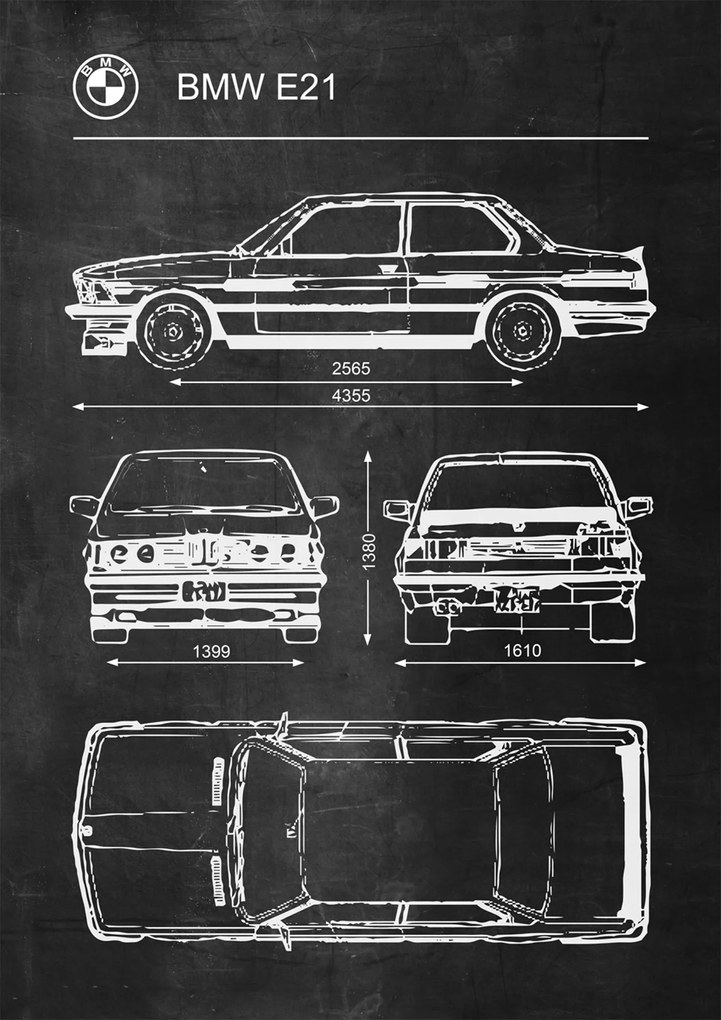 Poszter Bmw E21 Retro Séma Patent Poster