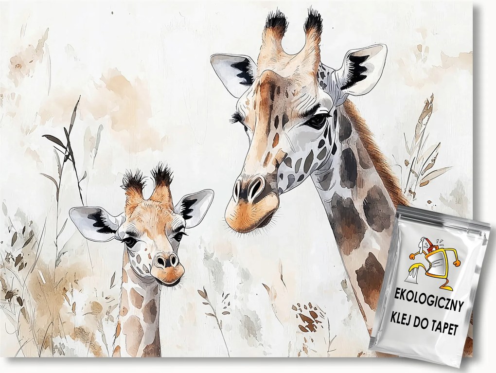 Fotótapéta Flizelina Állatok Afrika Zsiráf Anya Gyermek 200x140 ragasztó