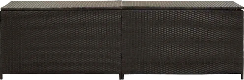 Barna Polyrattan Kerti Tárolóláda 200 X 50 X 60 Cm