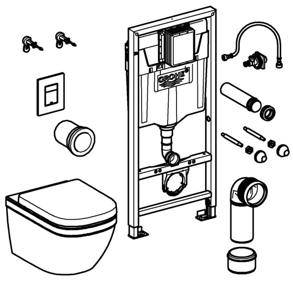 GROHE 39941000 - WC-készlet SOLIDO 1,13 m fényes króm