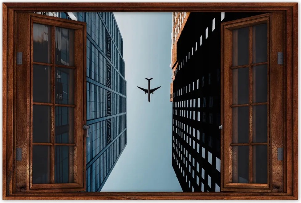 Poszterek 120x80 Repülőgép az épületek között