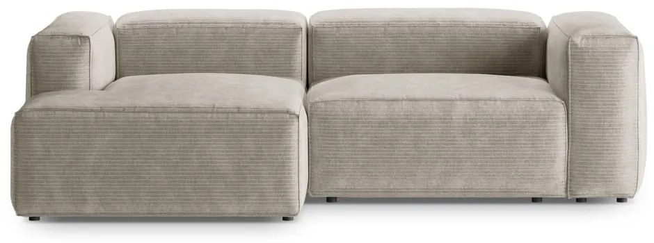 Bézs kordbársony sarokkanapé (bal oldali-heverő résszel) Bergano – Cosmopolitan Design