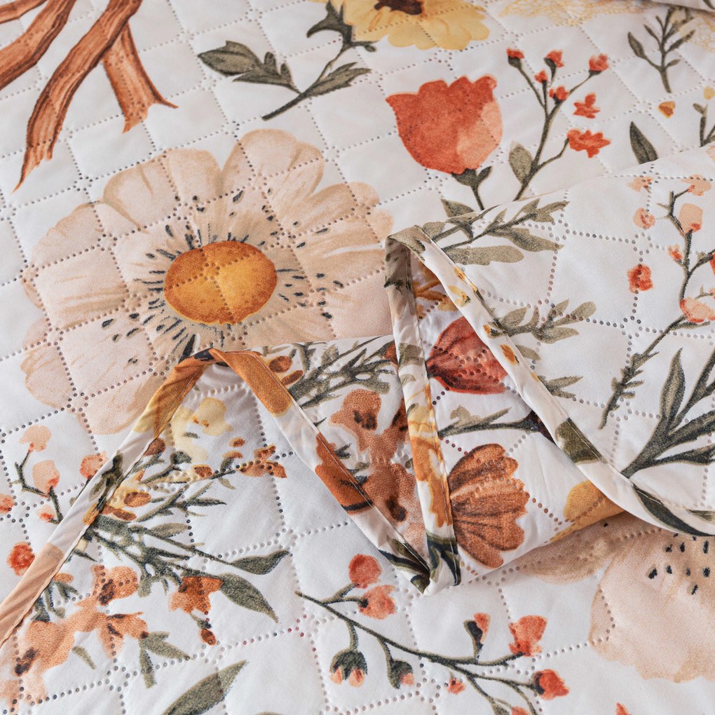 Ágytakaró FLORAL RIBBON, krémszínű Méret: 170 x 210 cm