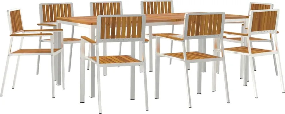 vidaXL Kültéri étkező szett 9 pcs Barna Tömör Akácfa