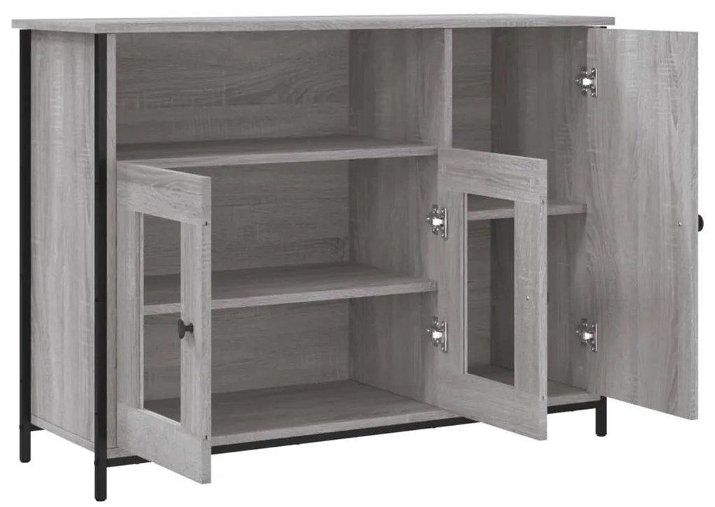 szürke sonoma színű szerelt fa tálalószekrény 100 x 35 x 75 cm