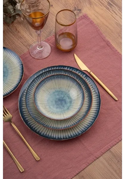 24 részes étkészlet kék/porcelán