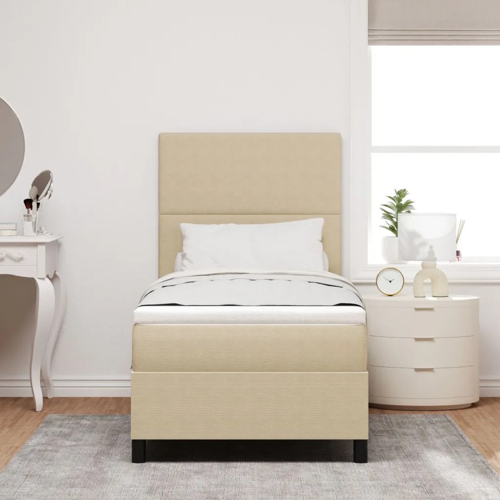 Box Spring Ágy Matrac Középszürke Egyszemélyes Kordbársony Anyag