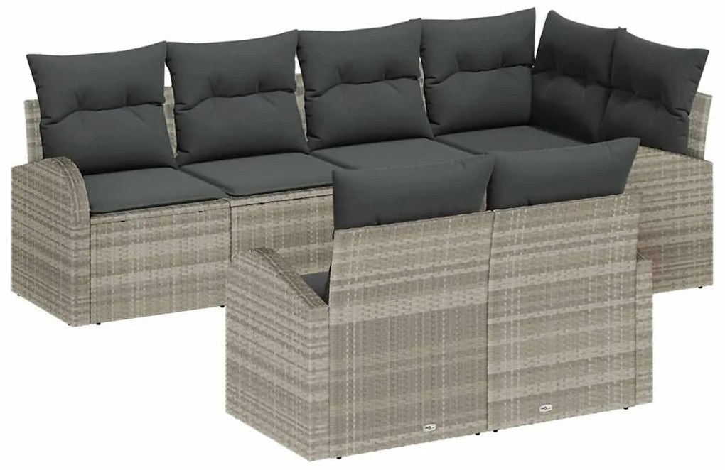 vidaXL Kerti Kanapé Szett párnával 7 pcs Világosszürke polirattan