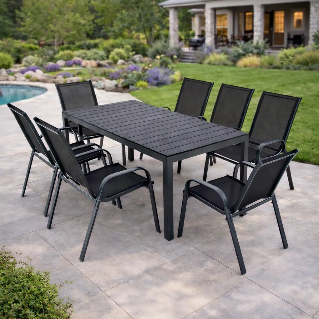 Furnigo Hamburg kerti bútor szett 1+8 - fekete