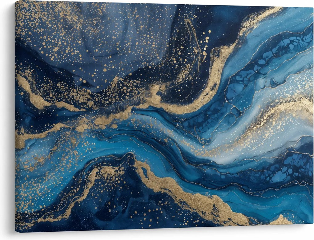 Kép - Kék-arany absztrakt márvány (70x50 cm)