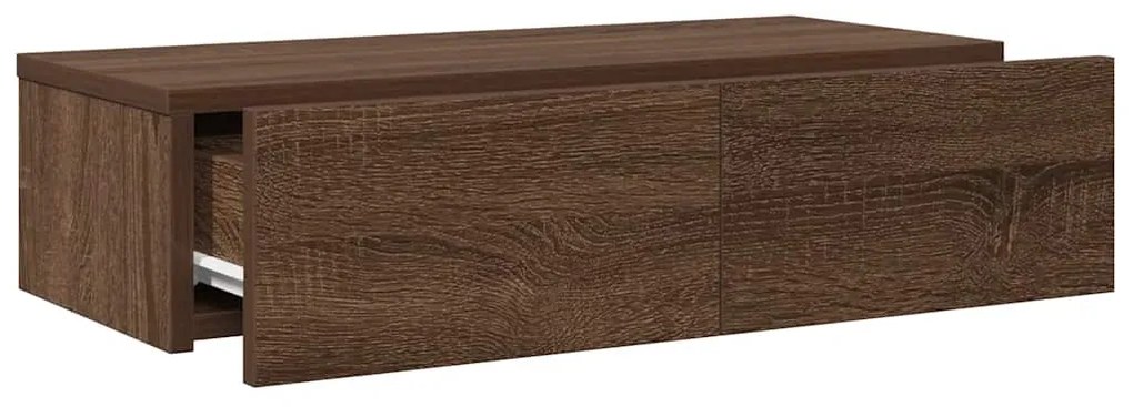 Falipolc fiókokkal barna tölgy 60x26,5x15 cm műszaki fa